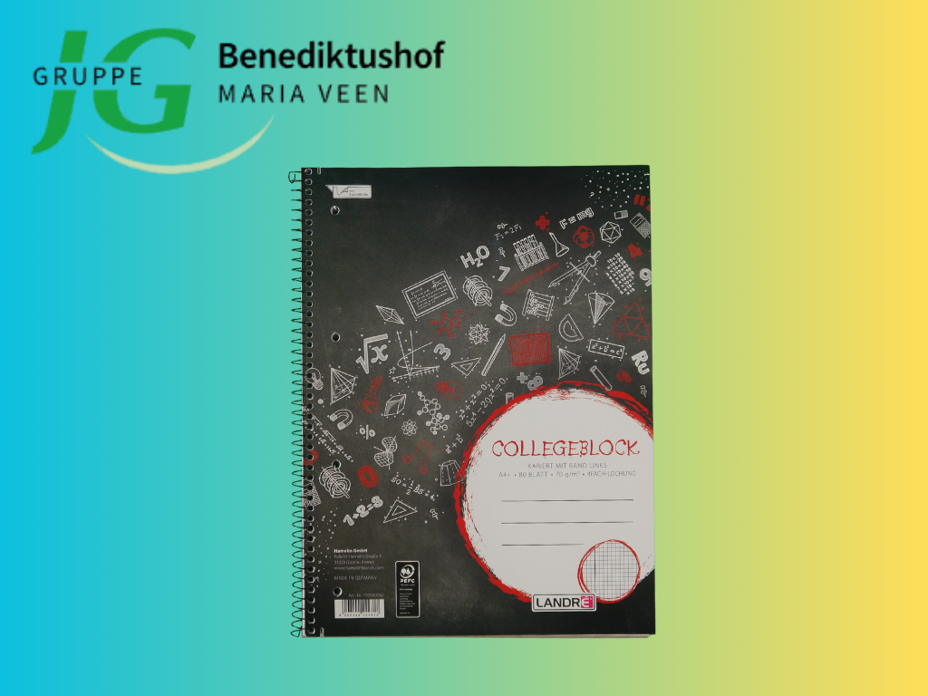 Collegeblock A4 kariert mit Rand links 80 Blatt